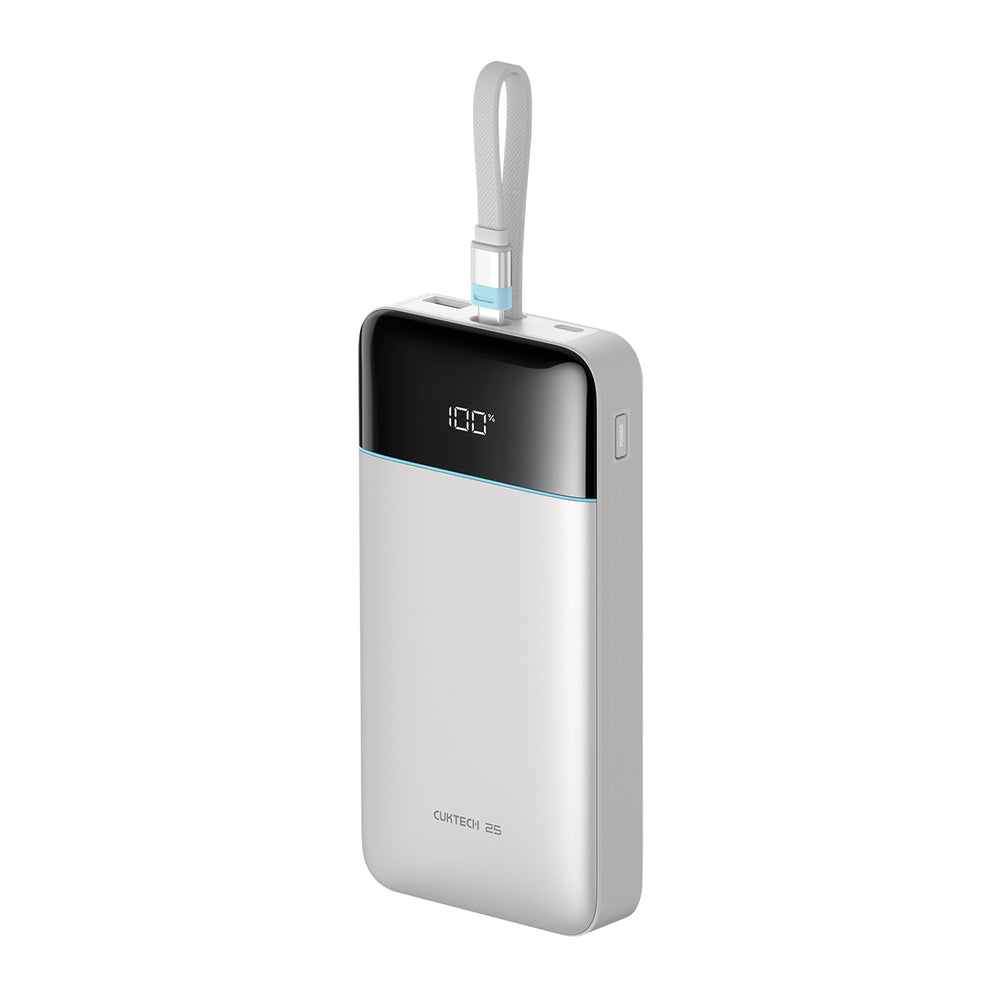 Cuktech LPB252N 120W 25000mAh Powerbank with Built-in USB-C Cable - White
