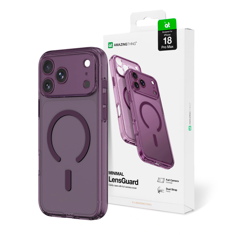 AmazingThing Minimal Mag Lens Case til iPhone 18 Pro Max med kameraomslag og Lanyard Mount Kompatibel med MagSafe - Purple