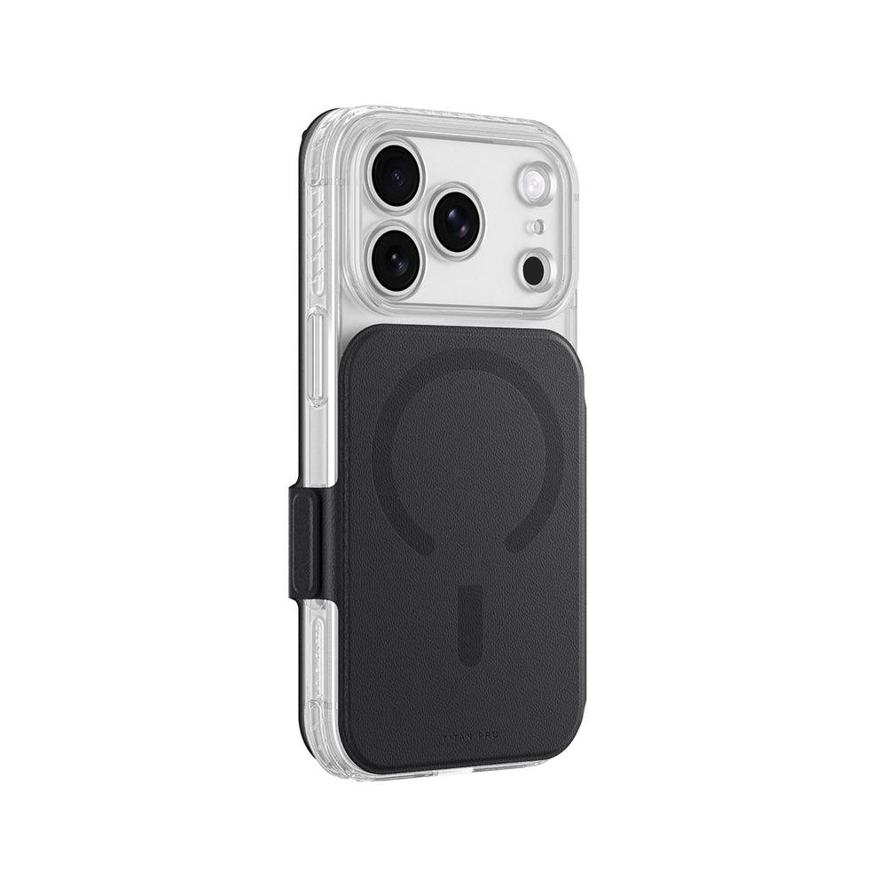 AmazingThing Titan Pro Lens Flip Set iPhone 18 Pro Max Case med Wallet, MagSafe Kompatibel - sort
