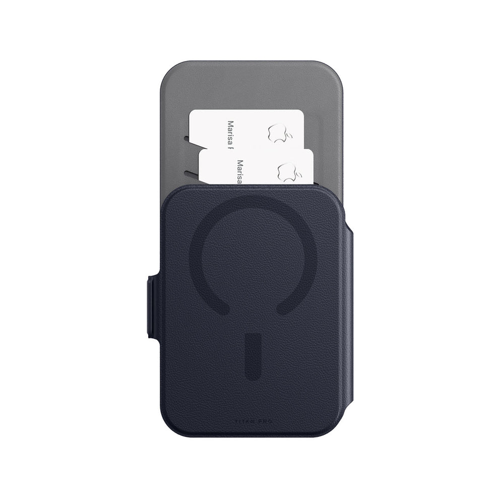 AmazingThing Titan Pro Lens Flip Set Case til iPhone 18 Pro Max med Wallet, MagSafe Kompatibel - Navy Blue