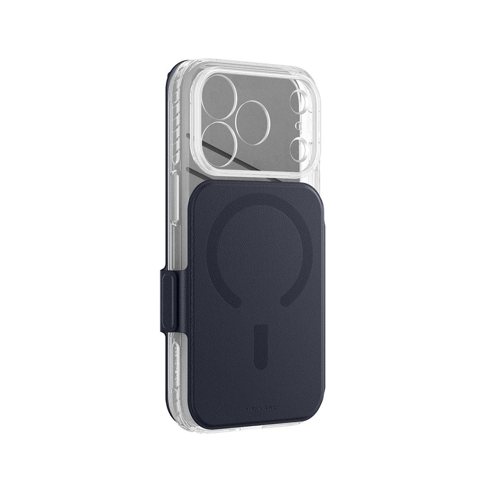 AmazingThing Titan Pro Lens Flip Set Case til iPhone 18 Pro Max med Wallet, MagSafe Kompatibel - Navy Blue
