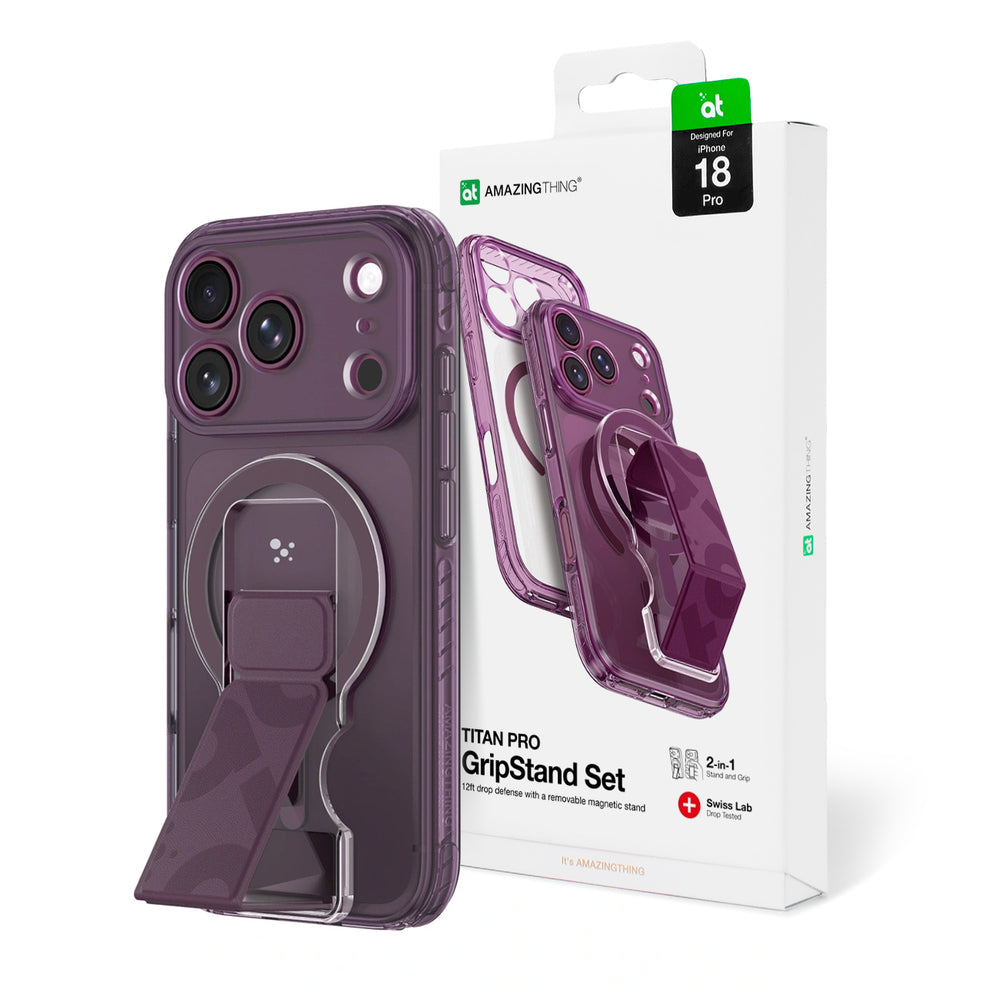 AmazingThing Titan Pro Lens Stand Set til iPhone 18 Pro med magnetisk holder og stand, kompatibel med MagSafe - Purple