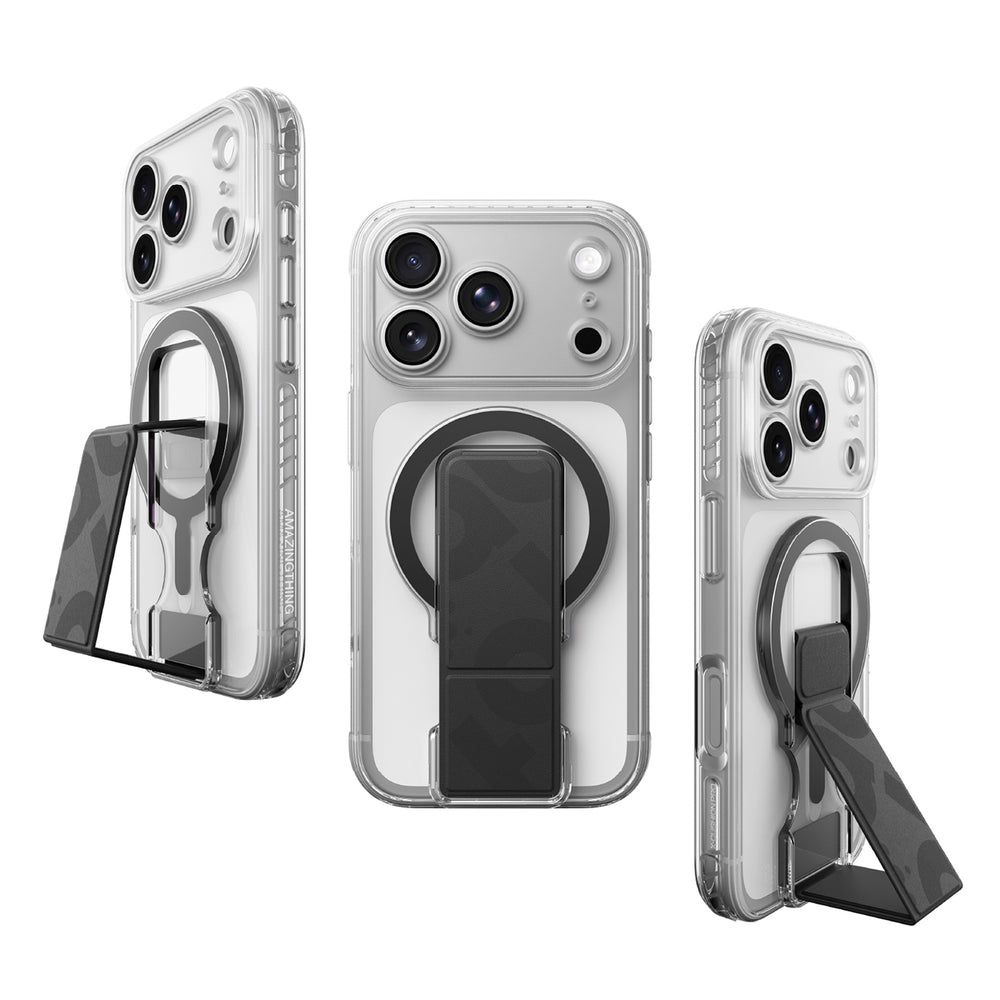 AmazingThing Titan Pro Lens Stand Set til iPhone 18 Pro Max med Magnetisk Holder og Stand, Kompatibel med MagSafe - Transparent