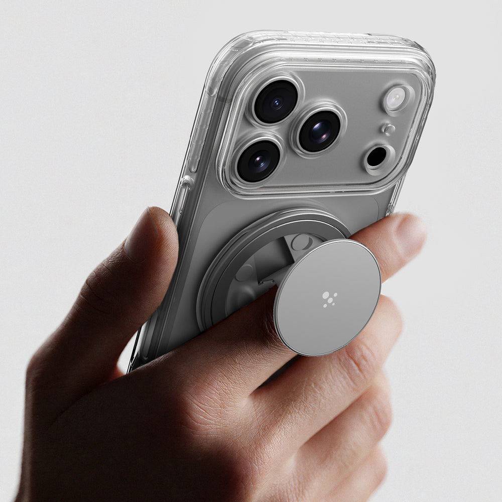 AmazingThing Titan Pro Pop Lens Case til iPhone 18 Pro Max med kameraomslag, greb og stativ, MagSafe-kompatibel - klar/hvid