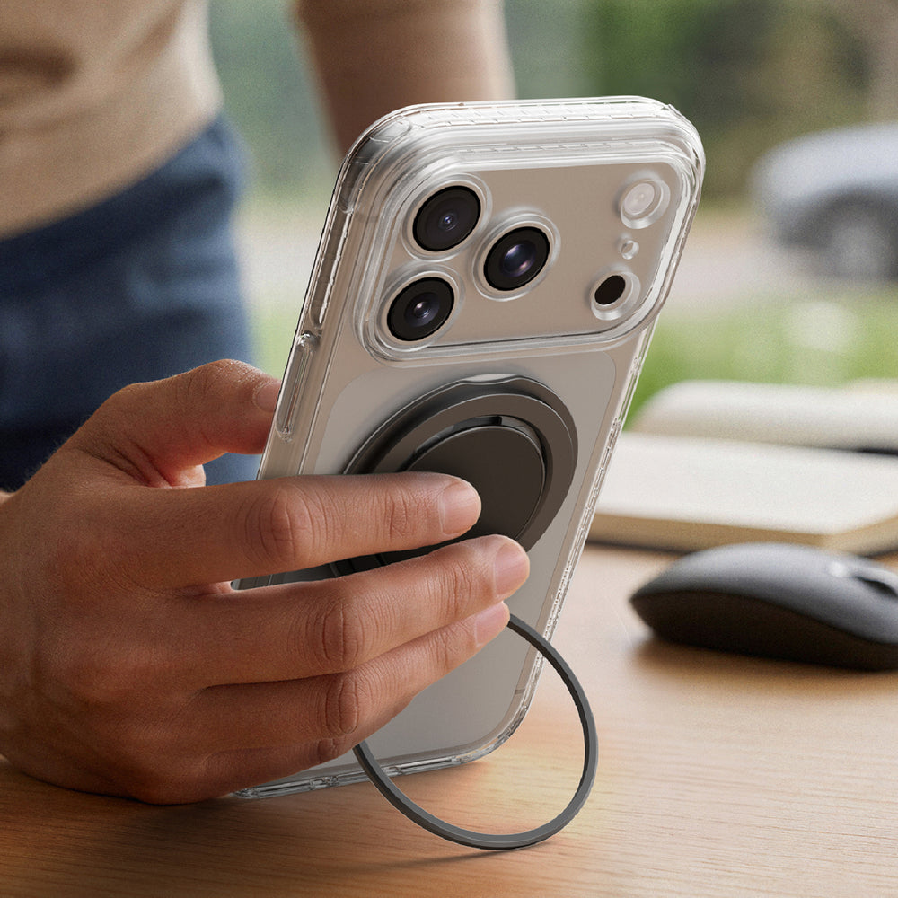 AmazingThing Titan Pro Pop Lens Case til iPhone 18 Pro med kameraomslag, greb og stativ, MagSafe-kompatibel - klar/sort