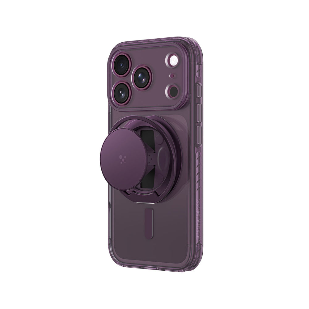 AmazingThing Titan Pro Pop Lens Case til iPhone 18 Pro med kameraomslag, greb og stativ, MagSafe-kompatibel - Clear/Purple
