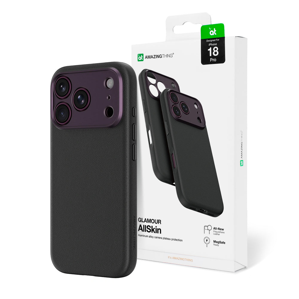 AmazingThing Glamour AllSkin iPhone 18 Pro-kasse med kameraomslag, MagSafe-kompatibel - lilla