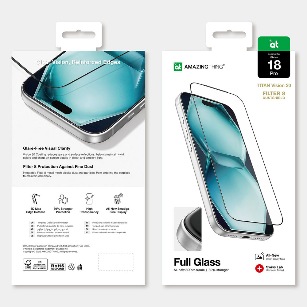 AmazingThing Titan Vision 30 Full Glass Hærdet glas til iPhone 18 Pro