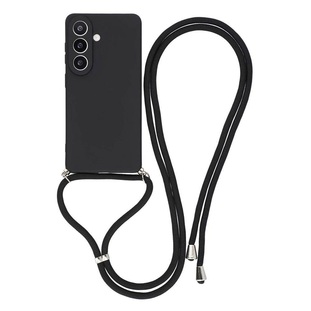 Samsung Galaxy A57 5G-foder med fiberforing og crossbody-rem - sort
