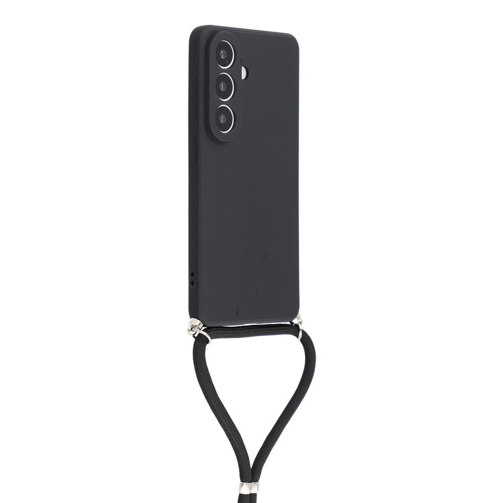 Samsung Galaxy A57 5G-foder med fiberforing og crossbody-rem - sort