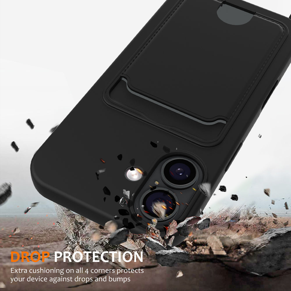 iPhone 17 TPU-foder med kortholder og krydslinje - sort