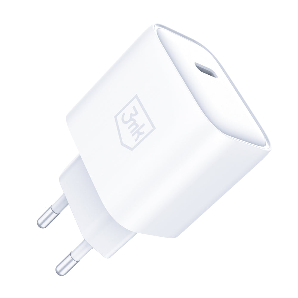 3mk Rayo Charger 20W PD3.0 PPS USB-C Wall Charger + USB-C / USB-C 3A 60W Cable - White