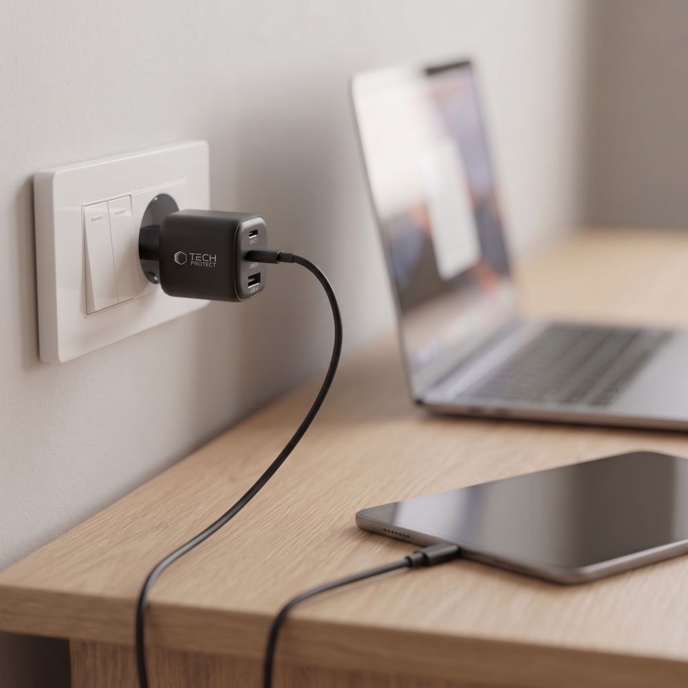 Tech-Protect NCA100W-GaN PD 3.2 100W / QC3.0 wall charger - black