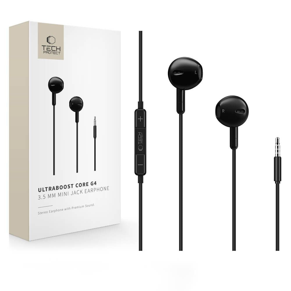 Tech-Protect Ultraboost Core G4 Mini Jack Wired Headphones - Black