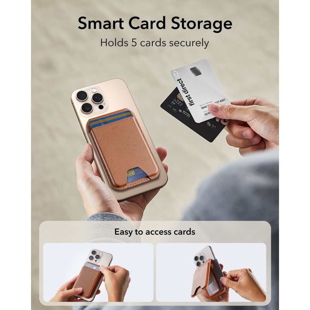 ESR Classic RFID Magnetic Wallet Stand MagSafe for Phone - Brown
