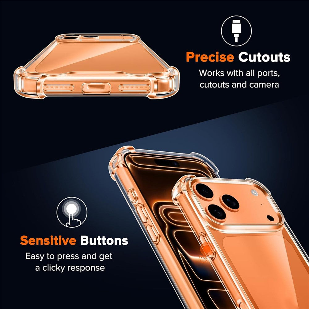 Hybrid Akryl TPU Case iPhone 18 Pro Max / 17 Pro Max med kamerabeskyttelse - gennemsigtig