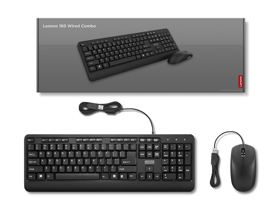 Lenovo 160 tastatur Mus inkluderet Hjemme/kontor USB US engelsk Sort