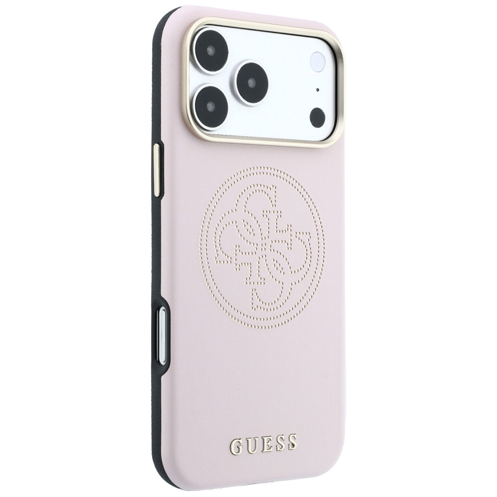 Guess Perforeret 4G Gold Logo Magsafe Case til iPhone 17 Pro / 18 Pro - Pink