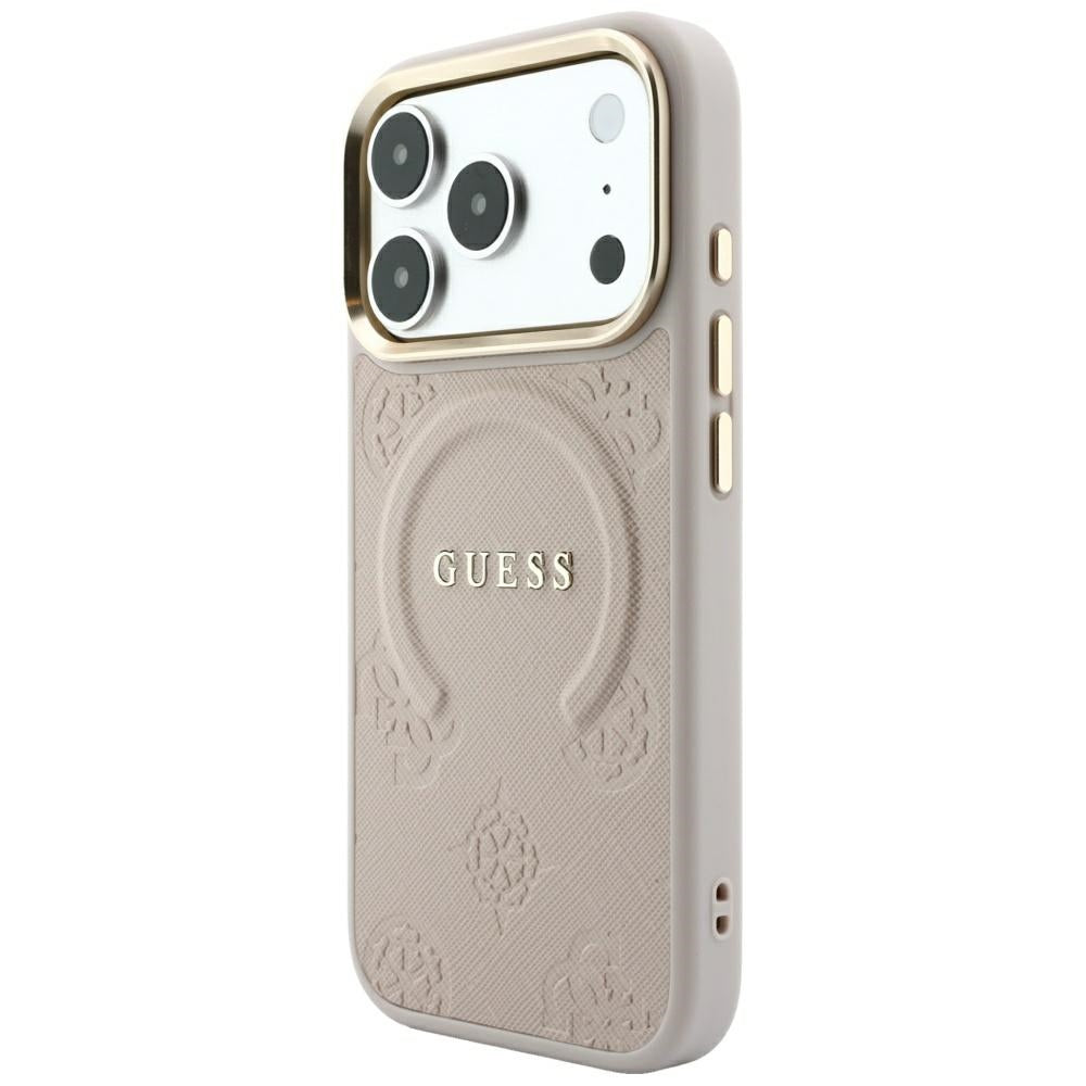 Guess Saffiano Peony & Ring MagSafe fodtøj til iPhone 17 Pro / 18 Pro - pink