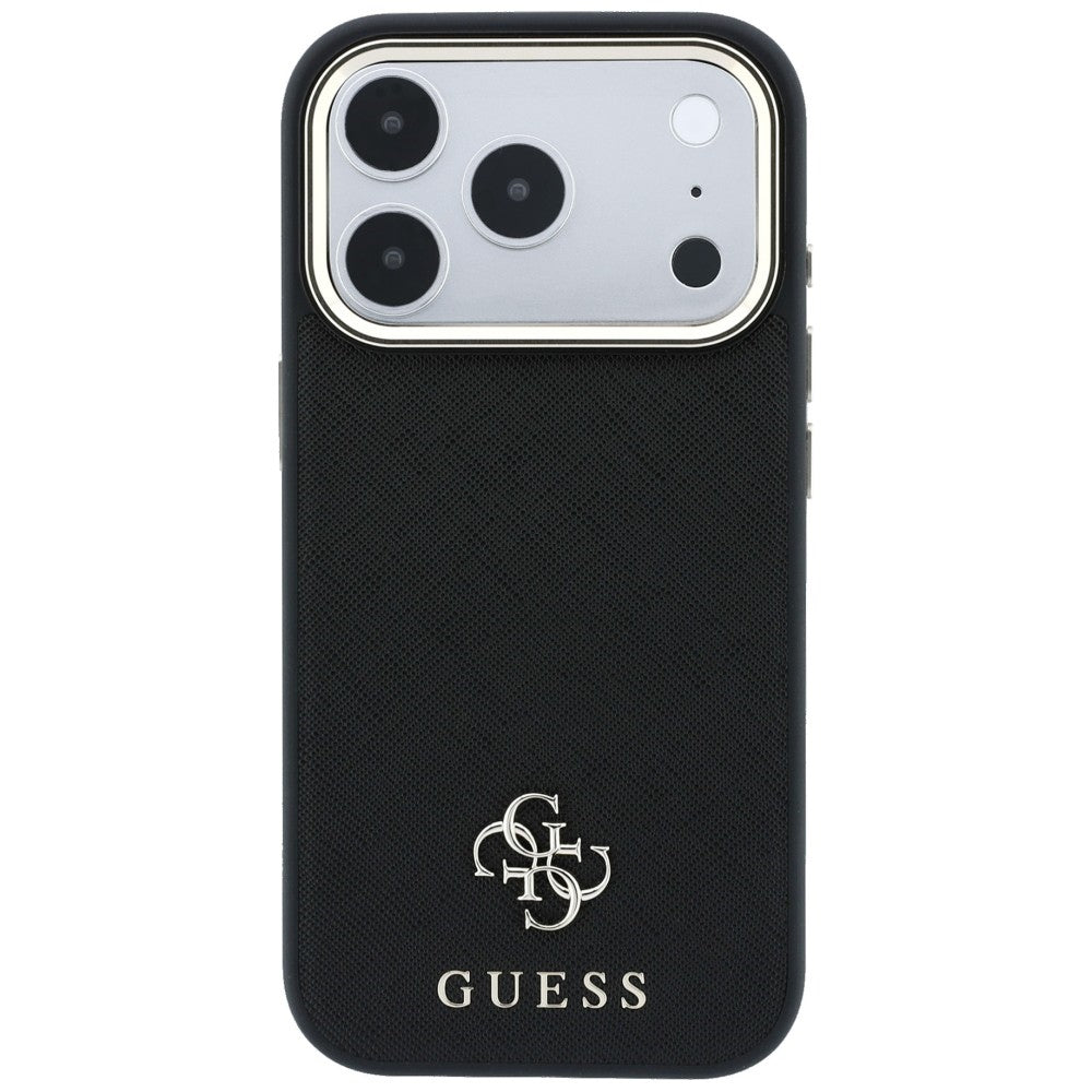 Guess Saffiano Small 4G og Classic Logo MagSafe Case til iPhone 17 Pro Max / 18 Pro Max - sort
