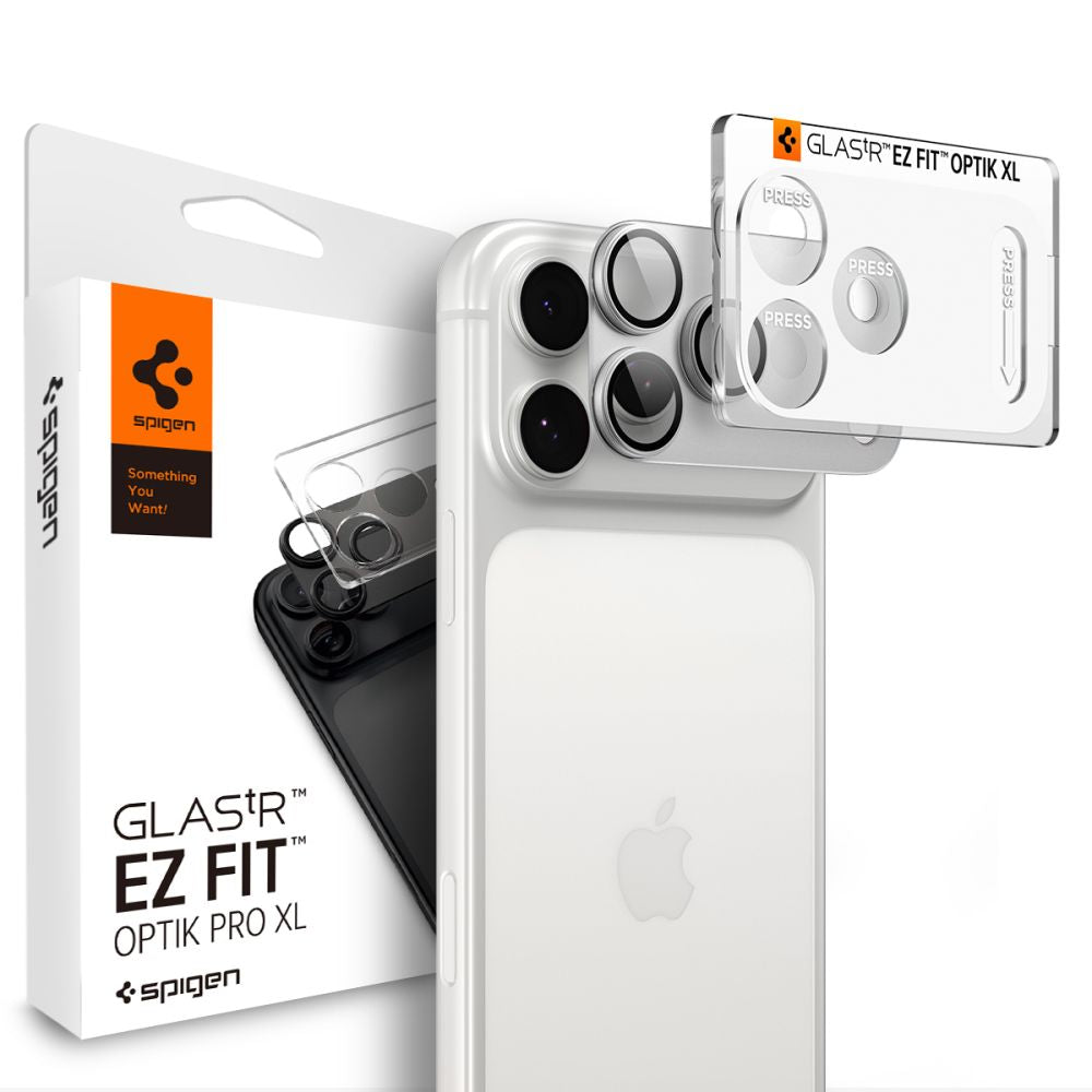 Spigen Optik Pro XL GLAS.TR EZ FIT hærdet glas til iPhone 18 Pro - Silver