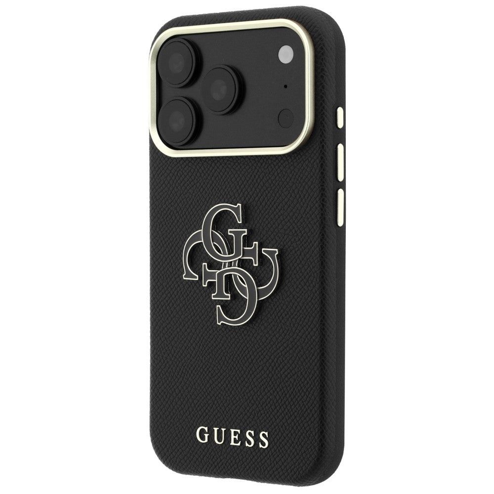 Guess Grained & Big Resin Logo Case til iPhone 18 Pro Max / 17 Pro Max - sort