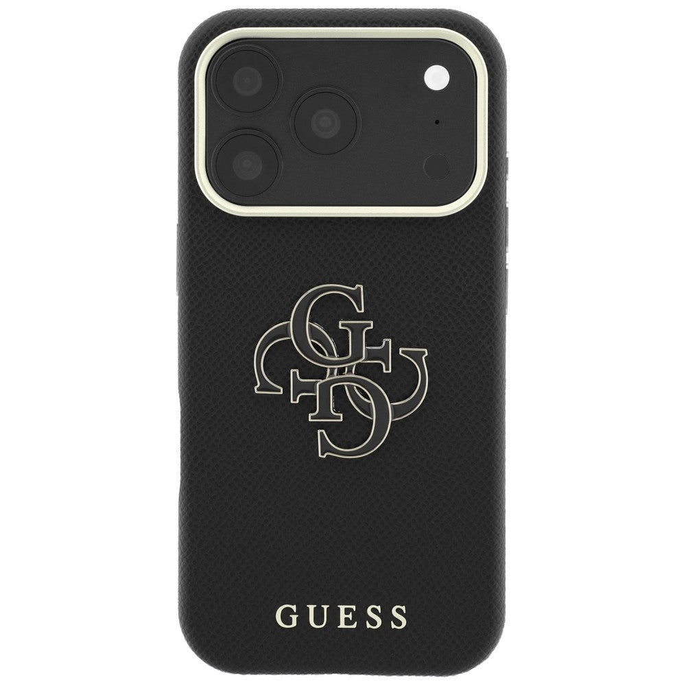 Guess Grained & Big Resin Logo Case til iPhone 18 Pro Max / 17 Pro Max - sort