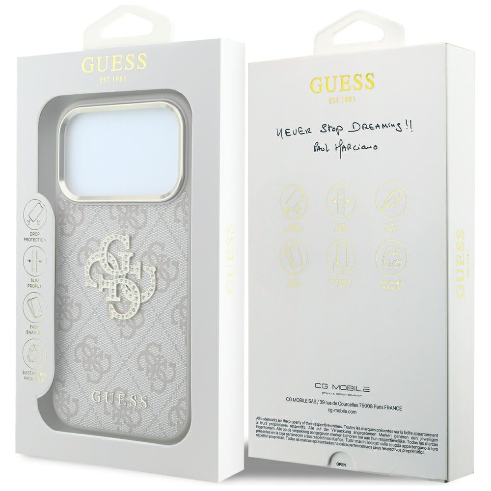 Guess 4G og Big Strass Logo Case til iPhone 18 Pro Max / 17 Pro Max - Pink