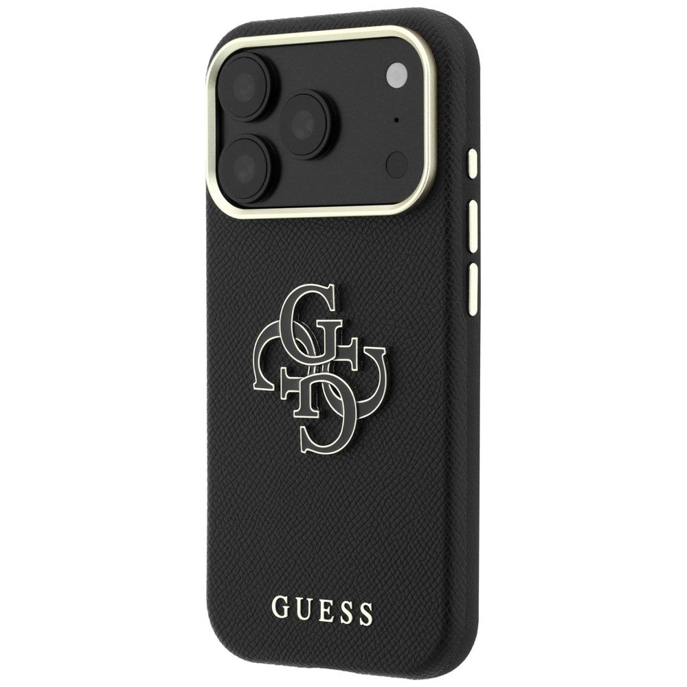 Guess Grained & Big Resin Logo Case til iPhone 18 Pro / 17 Pro - sort