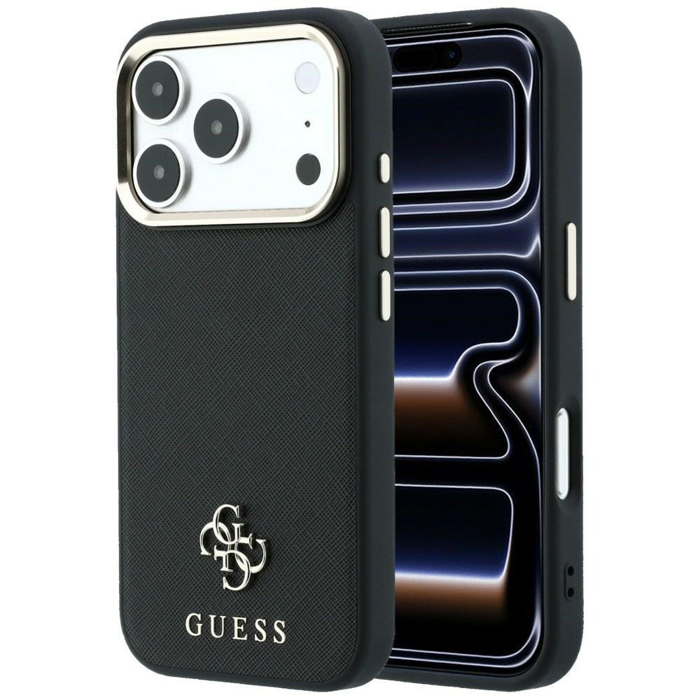 Guess Saffiano Small 4G og Classic Logo MagSafe Case til iPhone 18 Pro / 17 Pro - sort