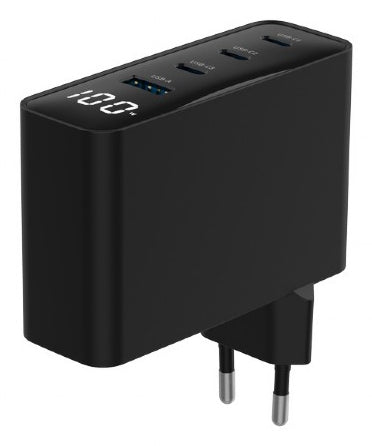 Gembird TA-UC-PDQC100LCD-01-BK oplader til mobil enhed Laptop, Smartphone Sort Vekselstrøm Hurtig opladning Indendørs