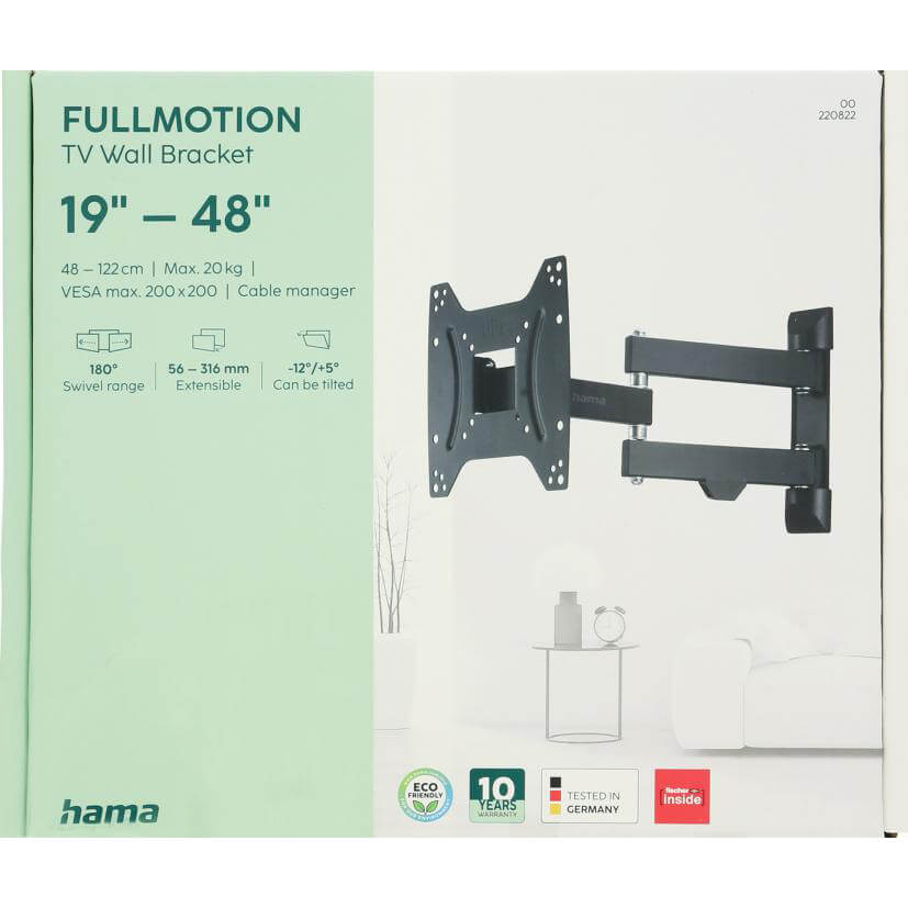 Hama Tv Wall Bracket Full Motion Vesa Up To 200x200 48" Black