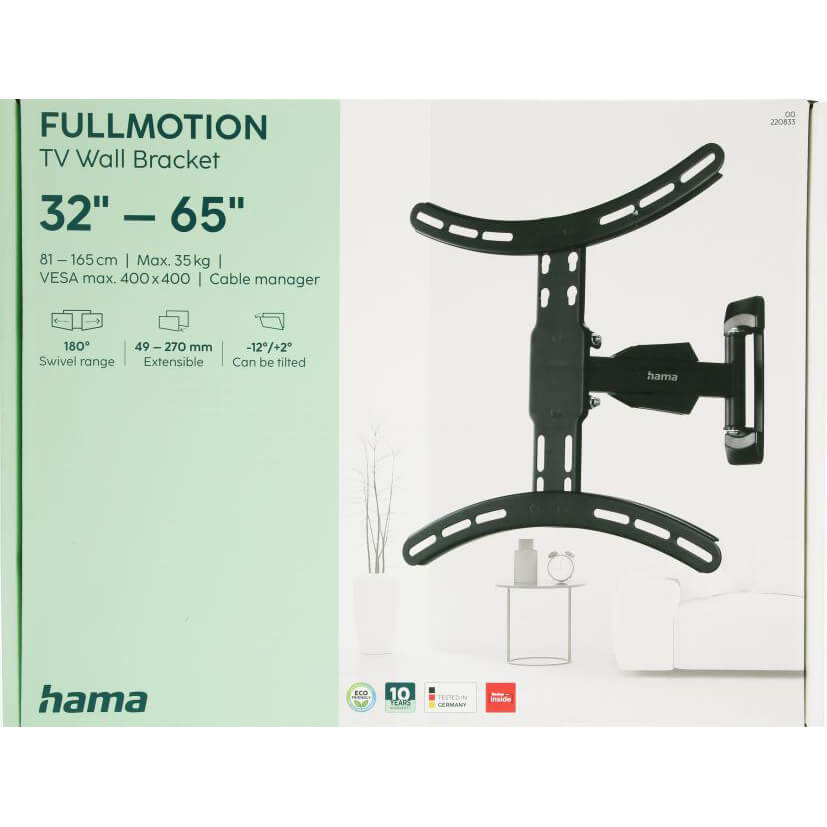 Hama 00220833 tv-beslag 165,1 cm (65") Sort