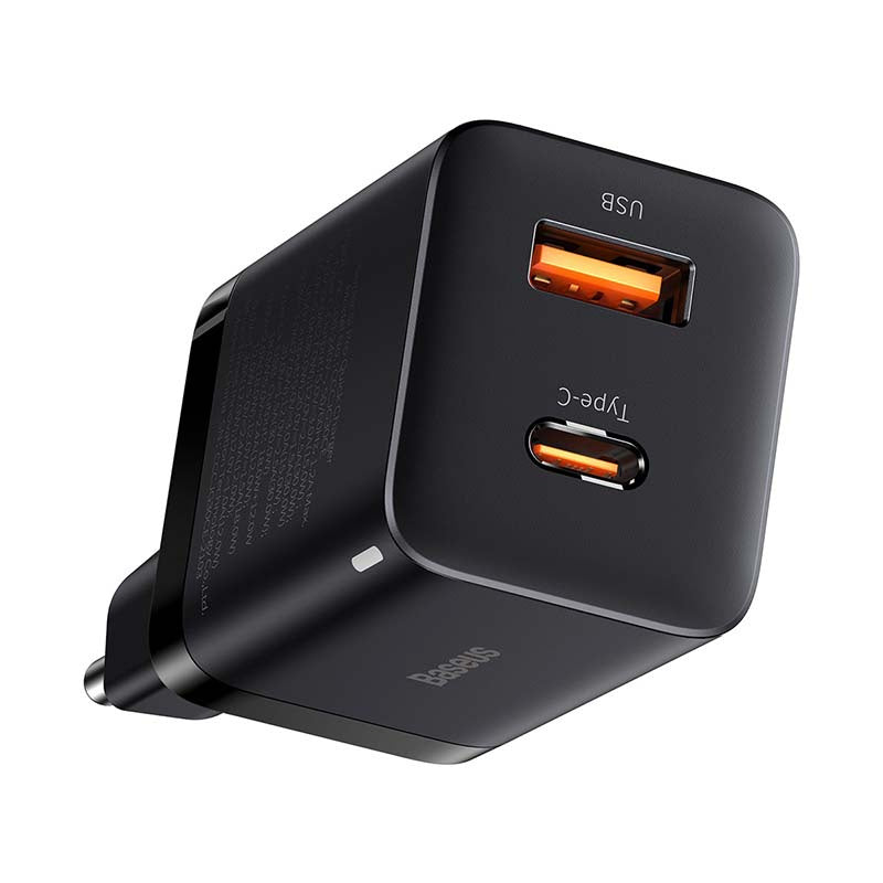 Baseus Super Si Pro hurtigoplader USB + USB-C 30W (sort)