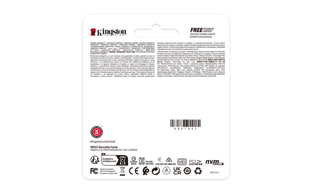 Kingston Technology NV3 500GB M.2 PCI Express 4.0 (NVMe)