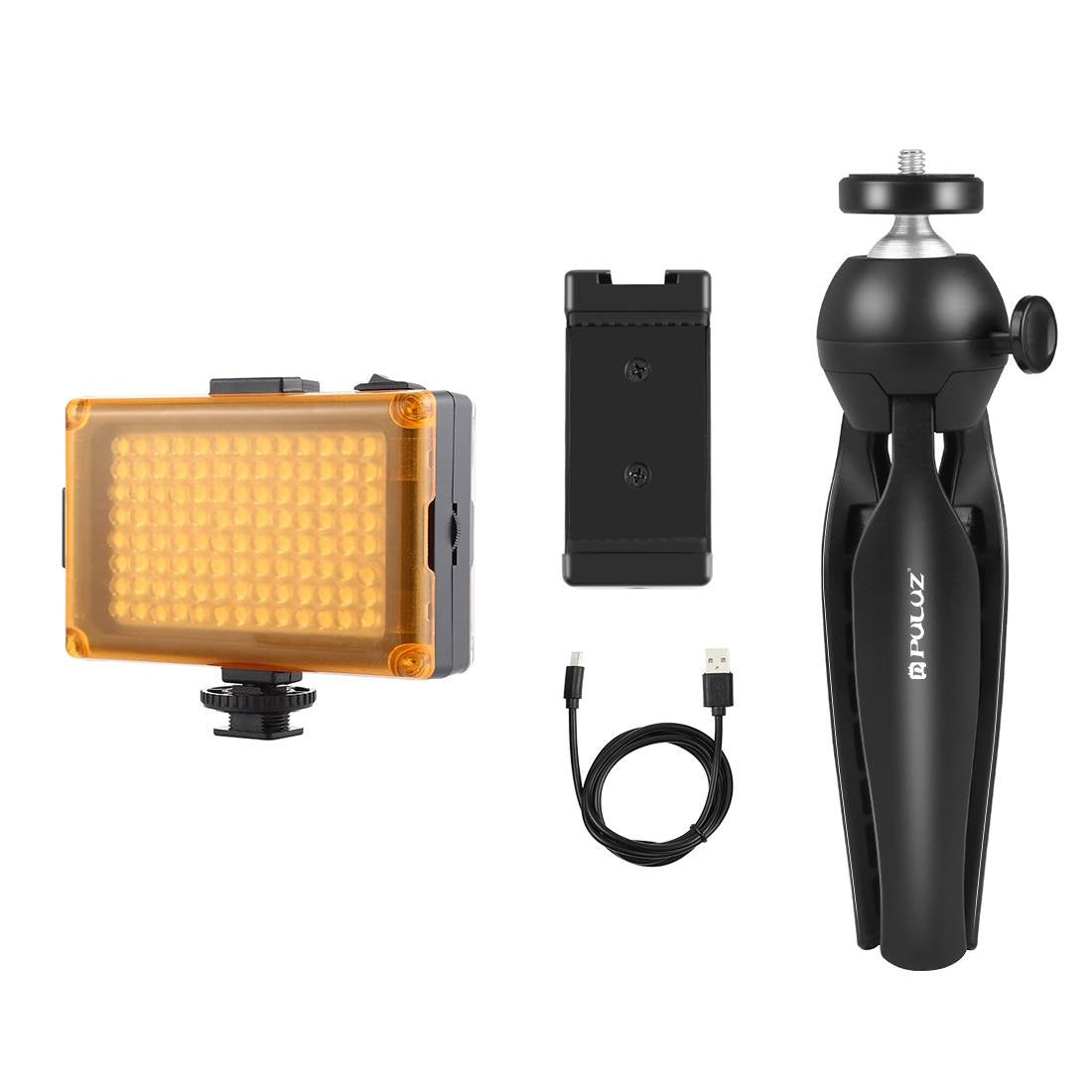 Puluz live optagelsessæt stativ + LED-lampe + telefonclip PKT3131B