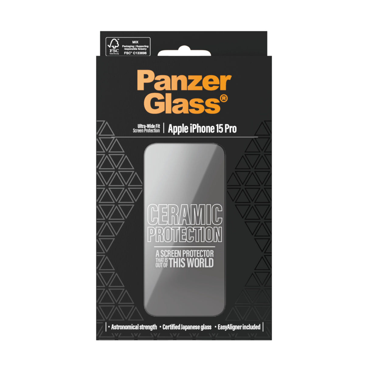 PanzerGlass ® Ceramic Skærmbeskyttelse iPhone 15 Pro | Ultra-Wide Fit m. EasyAligner