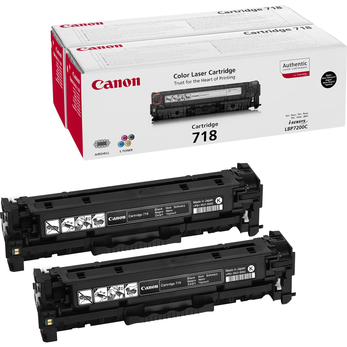Canon CRG-718 Bk VP tonerpatron 2 stk Original Sort