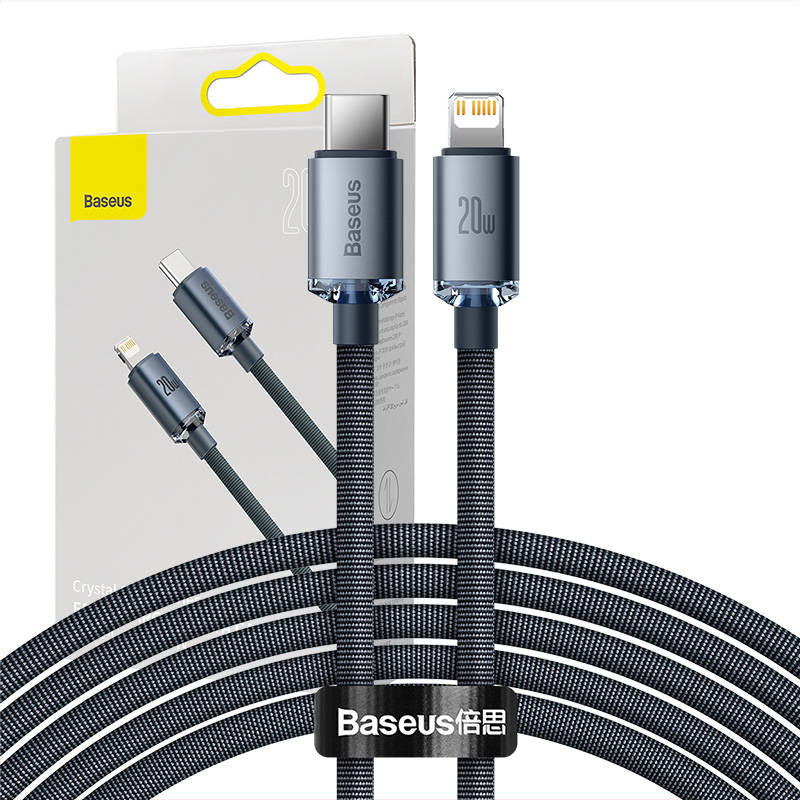Baseus Crystal Shine kabel USB-C til Lightning, 20W, PD, 2m (sort)