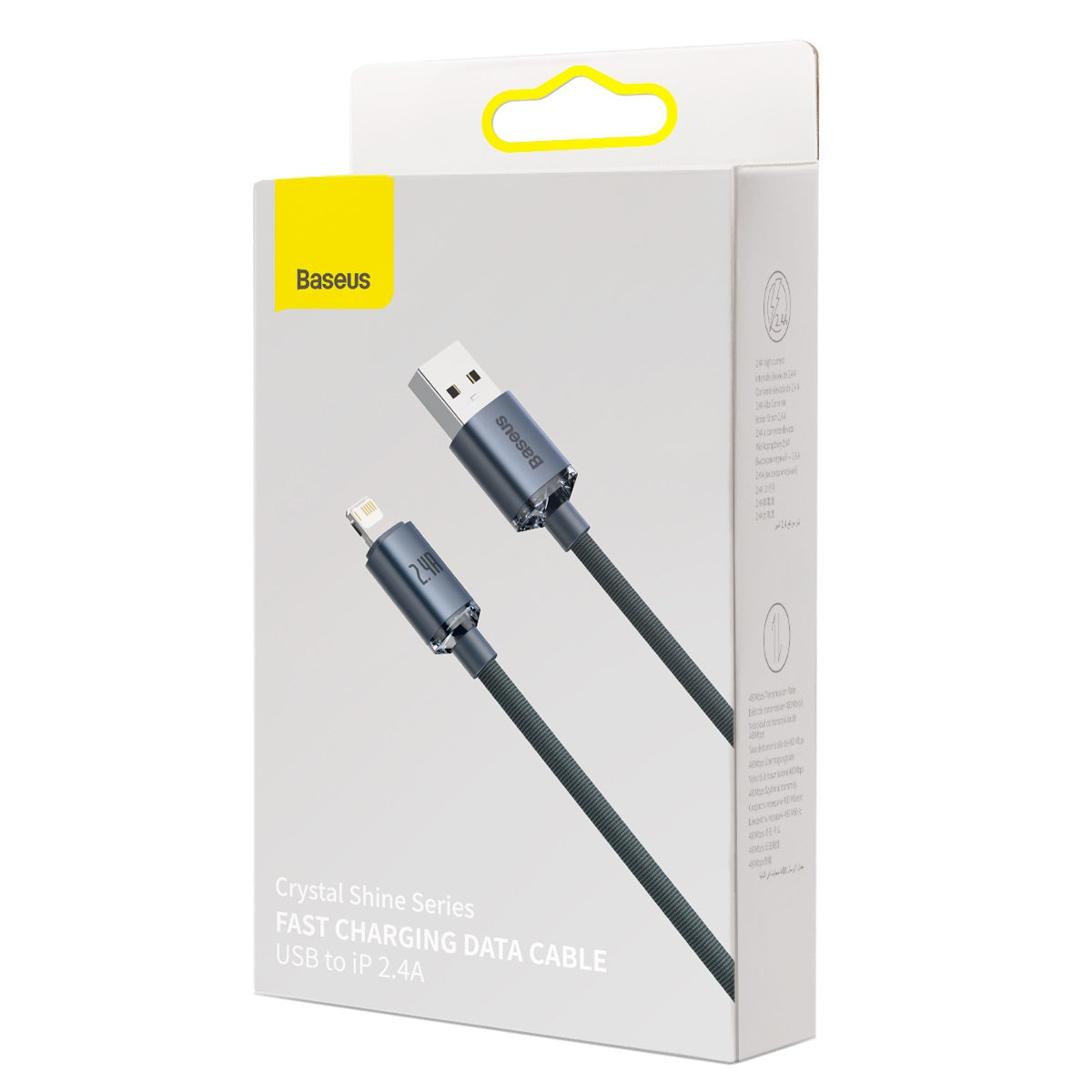 Baseus Crystal Shine kabel USB til Lightning, 2,4A, 2m (sort)