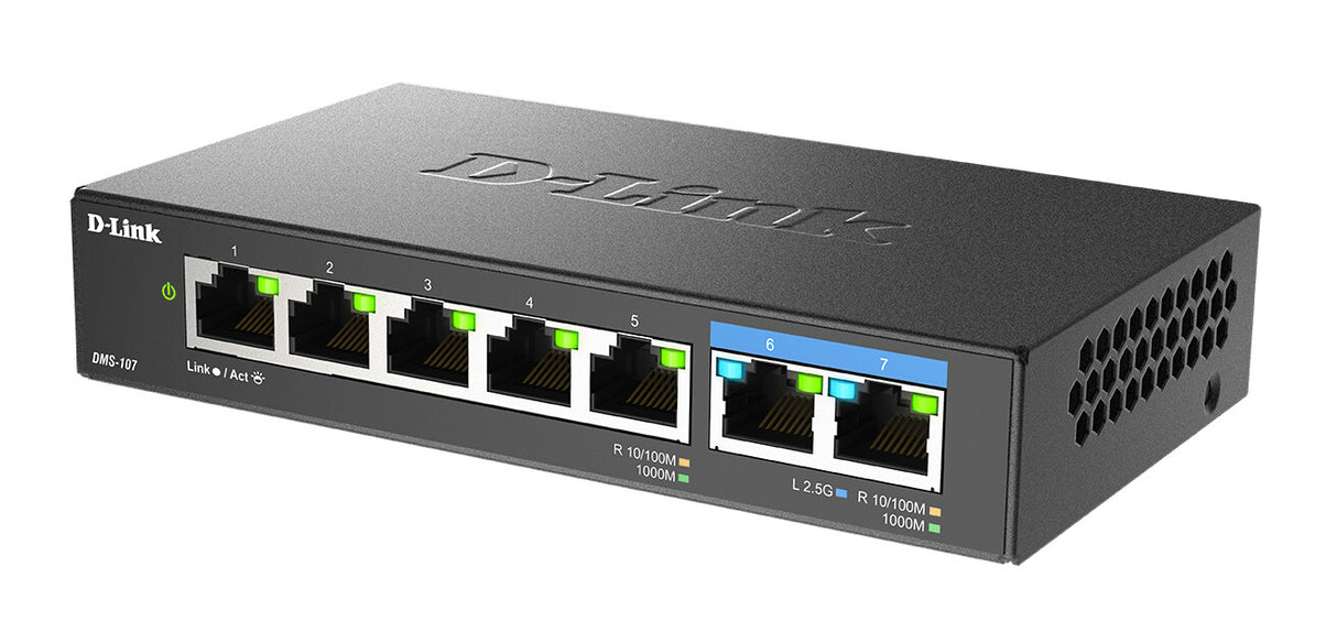 D-Link DMS-107/E netværksswitch Ikke administreret Gigabit Ethernet (10/100/1000) Sort