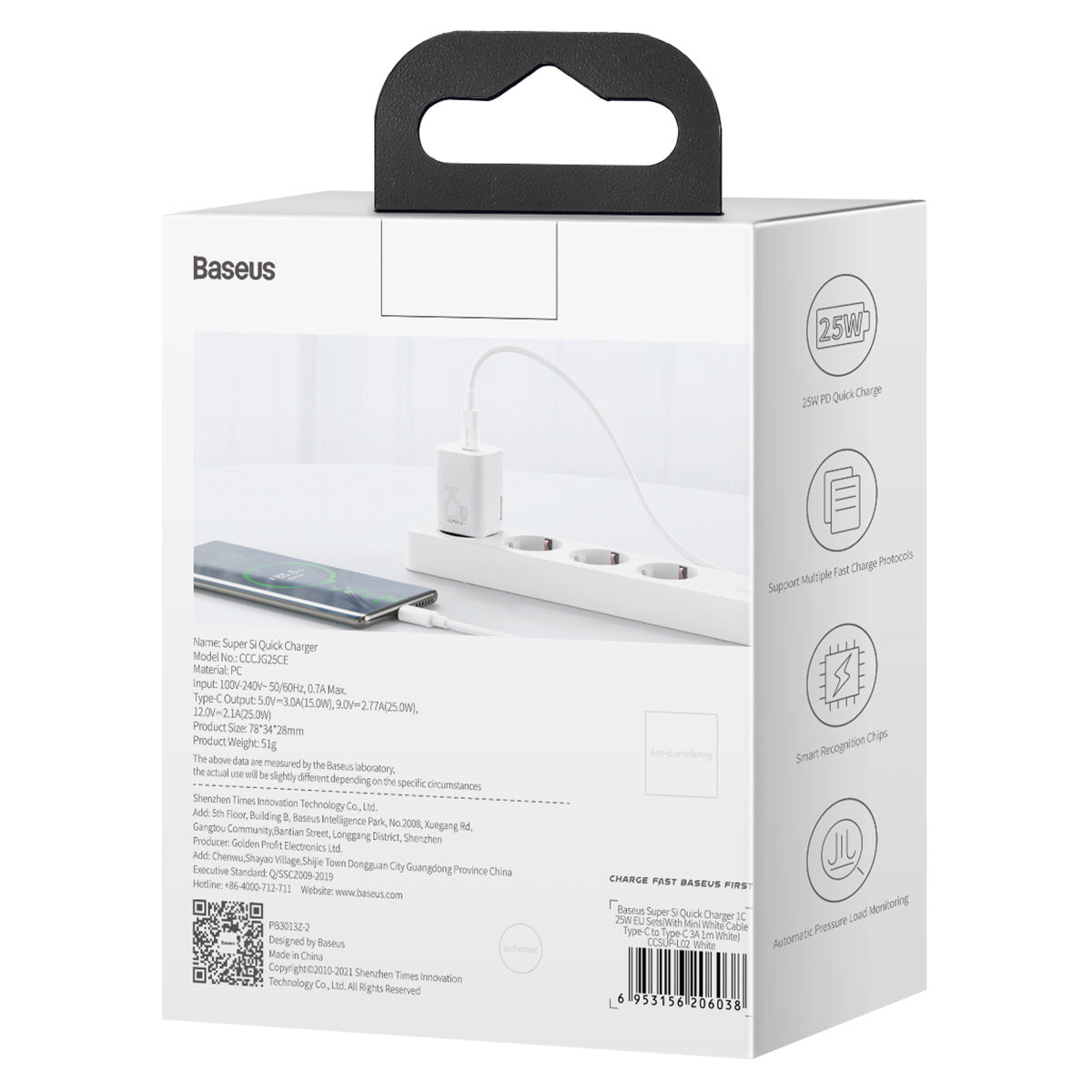 Væglader Baseus Super Si Quick Charger 1C 25W (hvid)