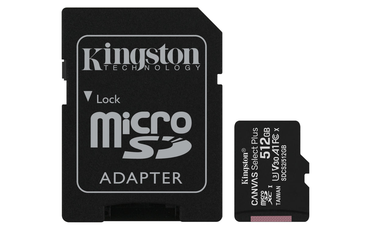 Kingston Technology Canvas Select 512 GB micSDXC Plus 100R A1 C10-kort + ADP