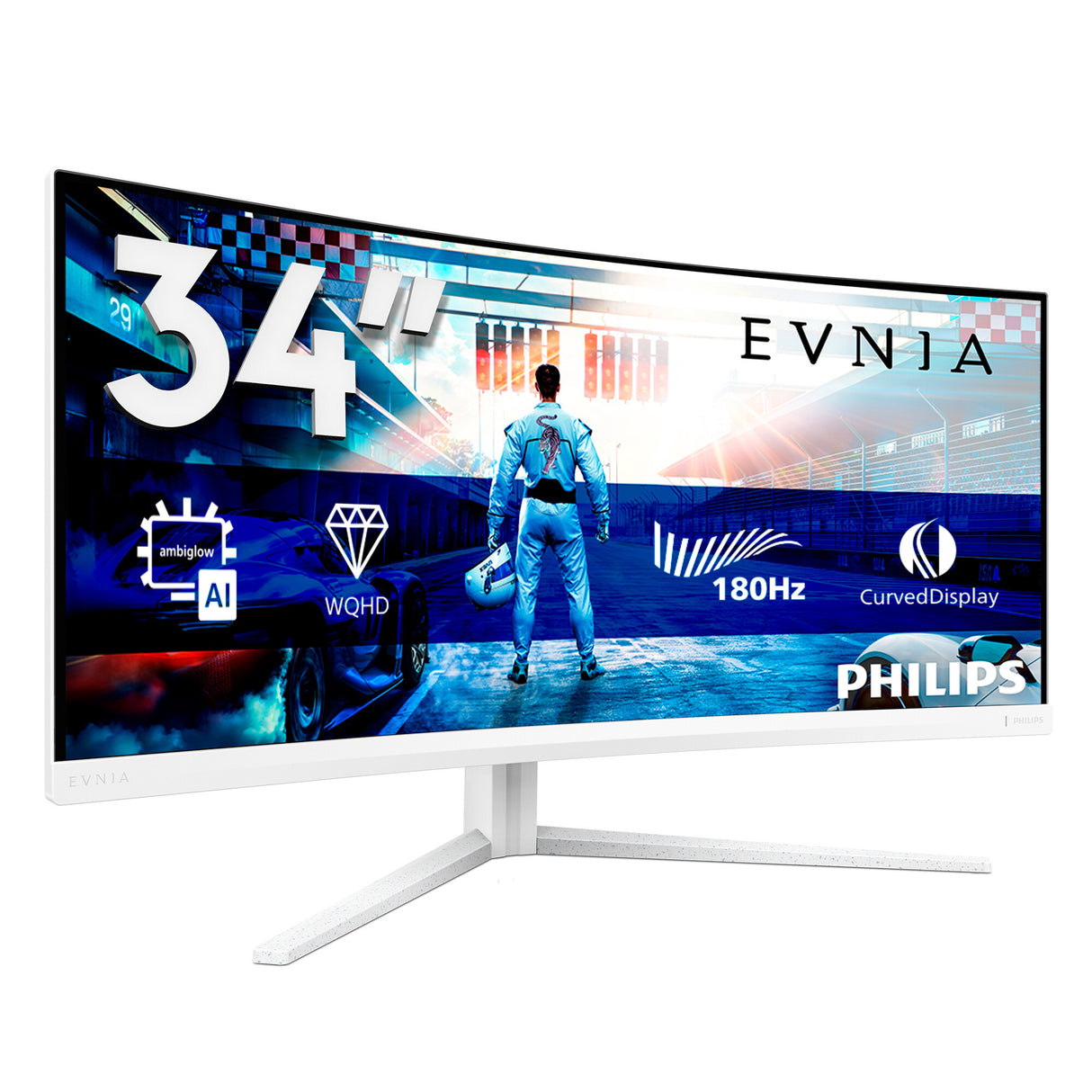 Philips Evnia 5000 34M2C5501A/00 computerskærm 86,4 cm (34") 3440 x 1440 pixel Wide Quad HD LCD Hvid