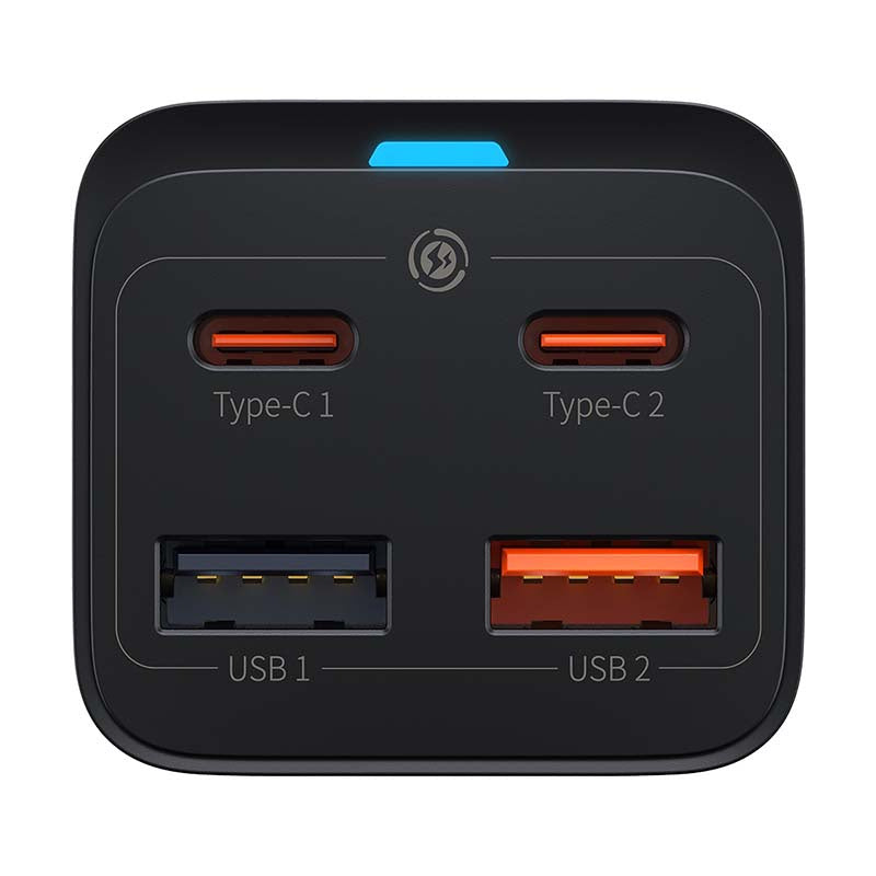 Hurtig oplader Baseus GaN3 Pro, 2x USB-C, 2x USB, 65W (sort)