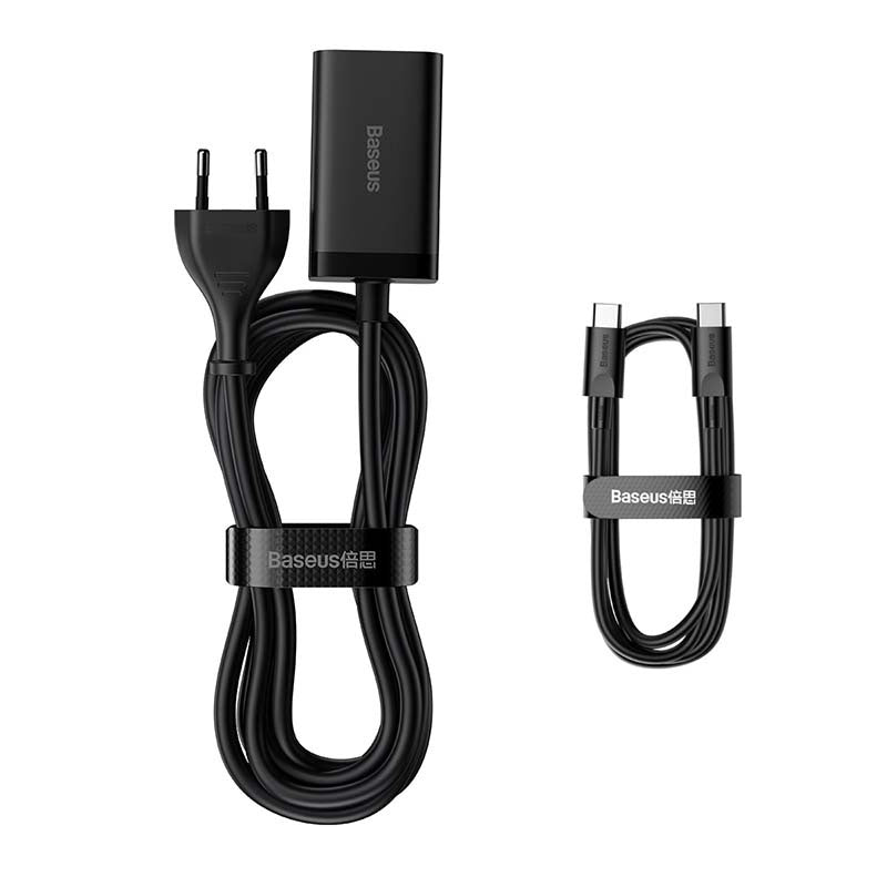 Hurtig oplader Baseus GaN3 Pro, 2x USB-C, 2x USB, 65W (sort)
