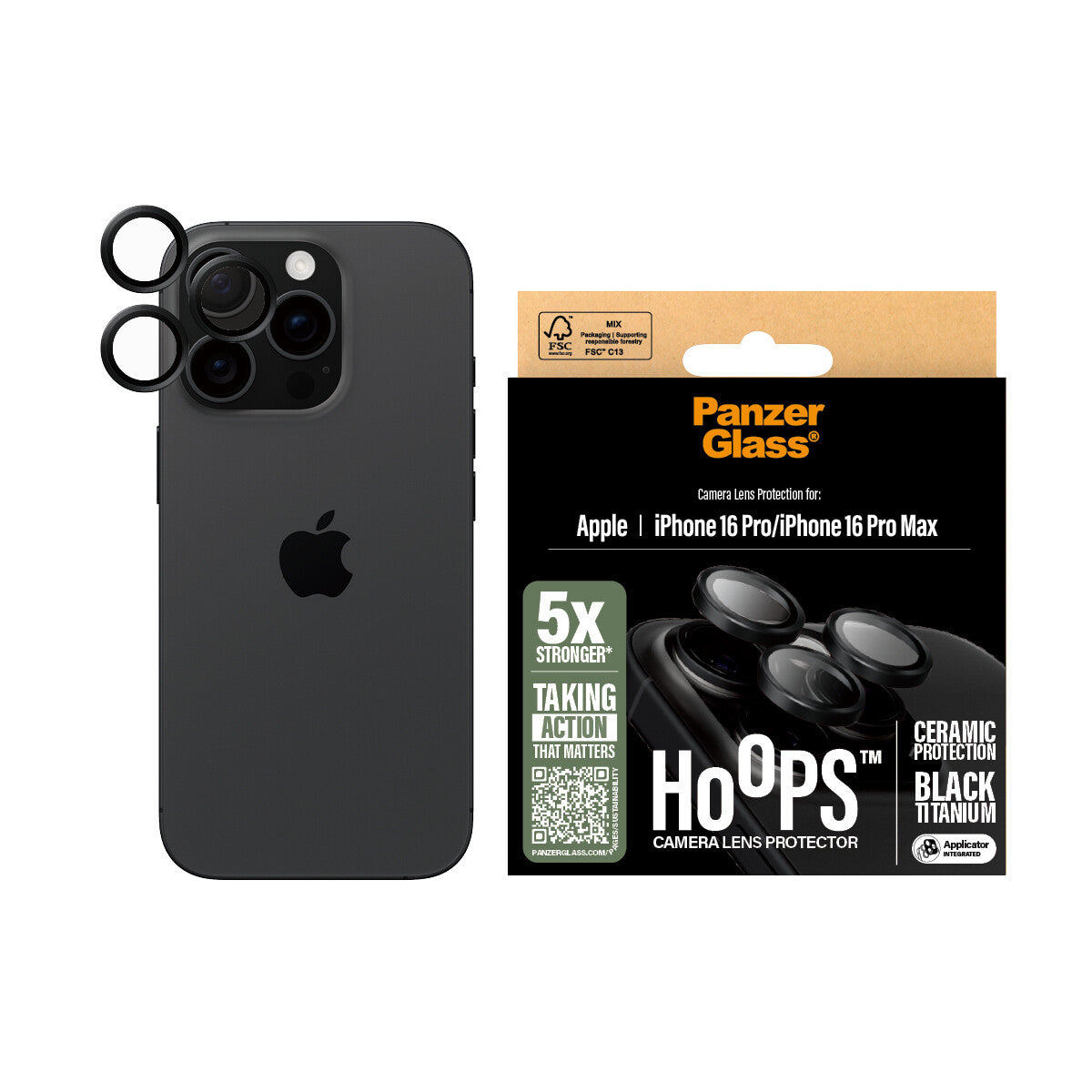 PanzerGlass ® Hoops® Ceramic Kameralinsebeskytter iPhone 16 Pro | 16 Pro Max