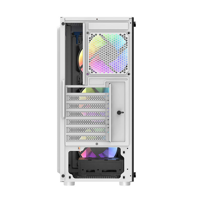 Darkflash DK151 LED-computerhylster (hvid) + 3 RGB-ventilatorer