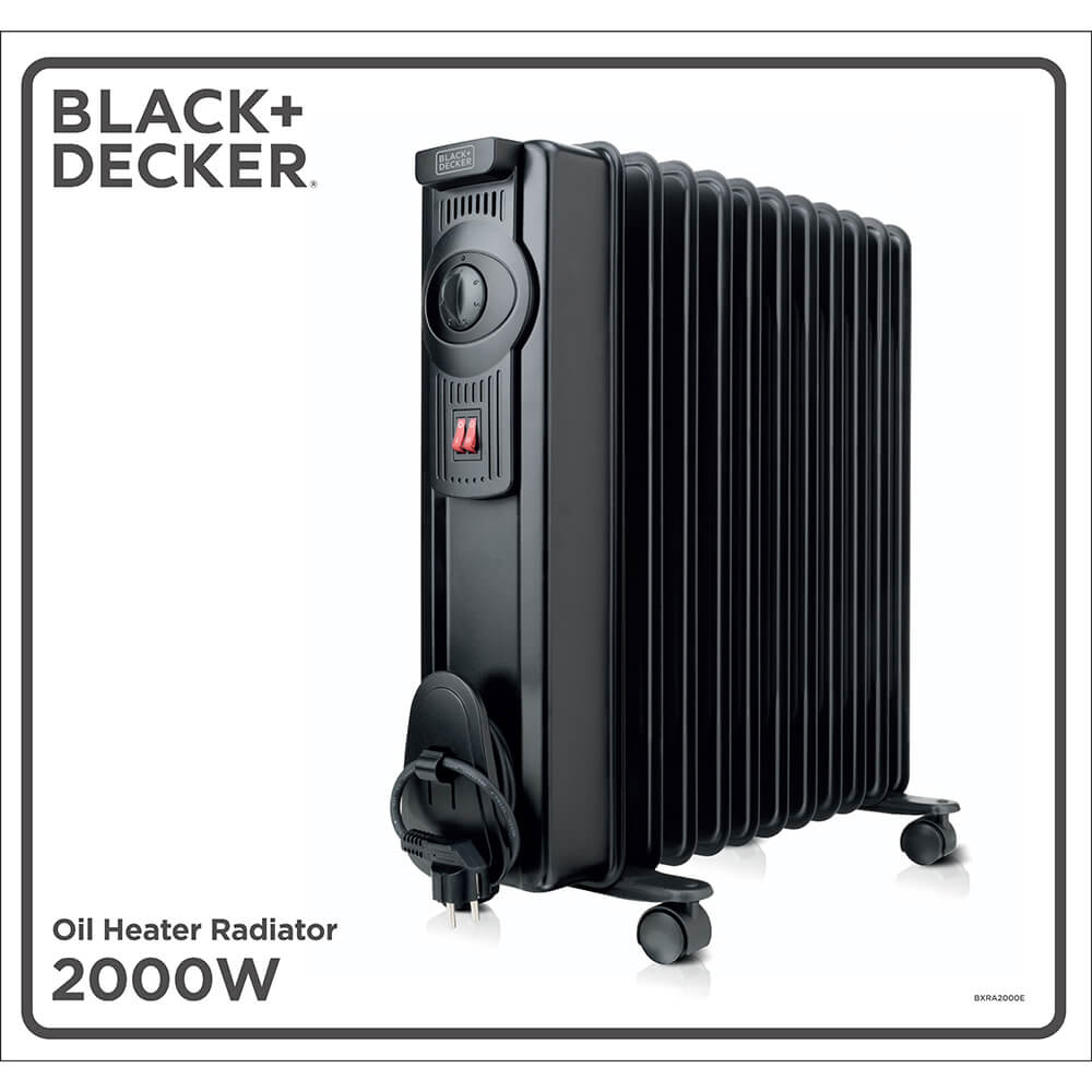Black+Decker Oil Heater 2000 W Black