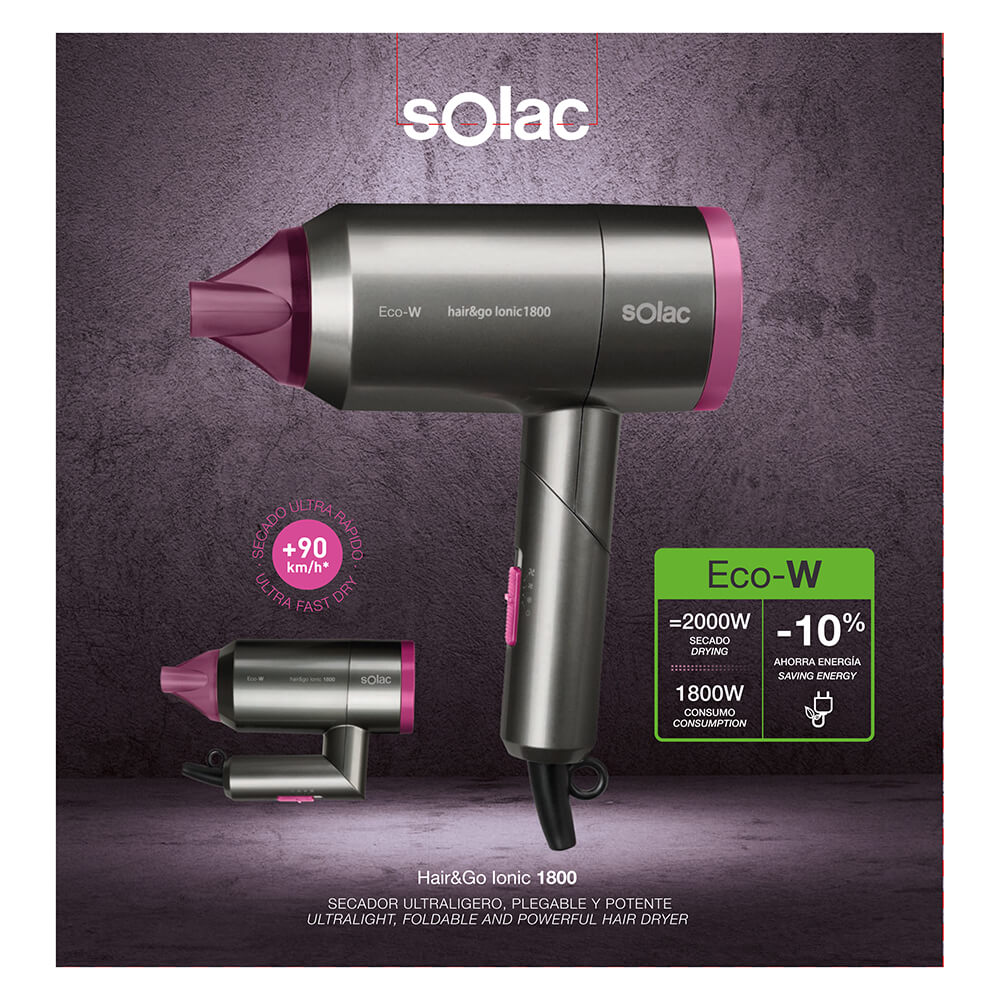 Solac Hair Dryer Foldable Hair&Go Ionic 1800